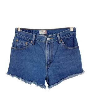 Levis 550 Cut Off Shorts Womens Size 8 Medium Wash High Waist Cotton Fringe Hem